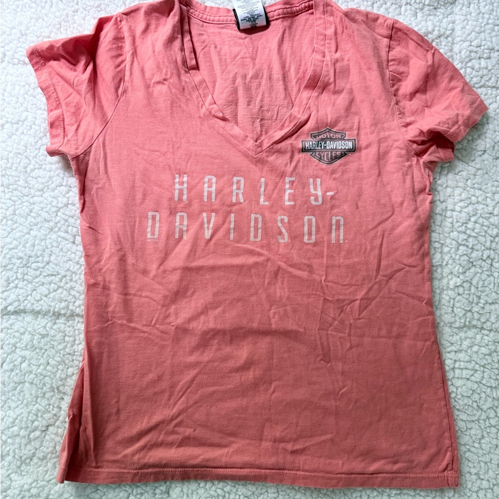 Harley-Davidson Women's Pink V-Neck Top
